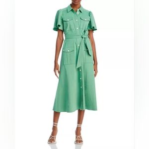 $595 Derek Lam 10 Women Green Crosby Judy Utility Shirt Dress Size 18 Plus